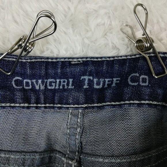 Cowgirl Tuff Co Womens Jeans Slim Boot Cut Blue Denim Stone Wash Rhinestone 26 - Picture 9 of 14